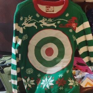 Party Sweater Co. Men's Green, White & Red Crewneck Holiday Sweater